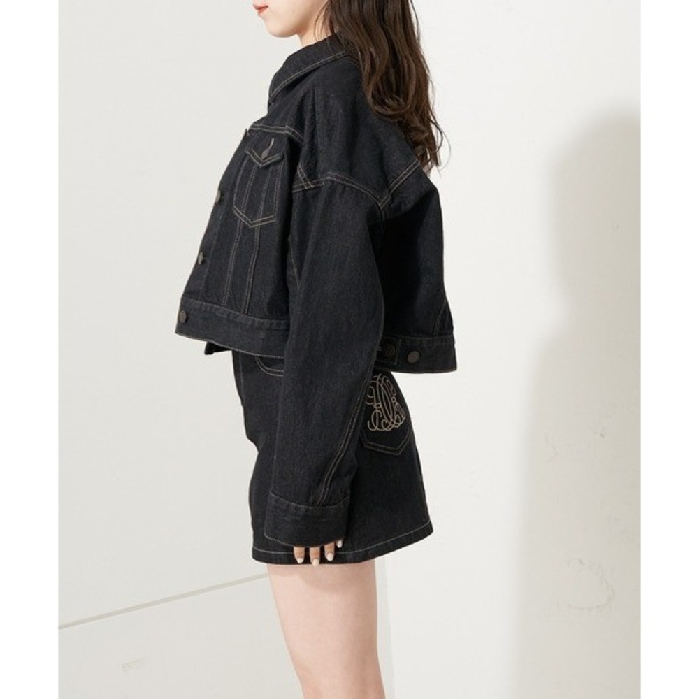 Chico Cropped Convertible Denim Cape Jacket Dark Wash Black Size F - Picture 5 of 13